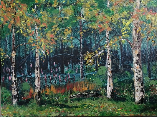 Matkalla kotiin, 2022, akryyli kankaalle, 60 x 80 cm